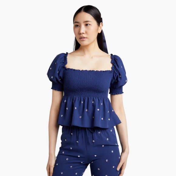 Hill House Home The Jewel Jammie Top in Navy | Sz Large | NWOT - Picture 3 of 12